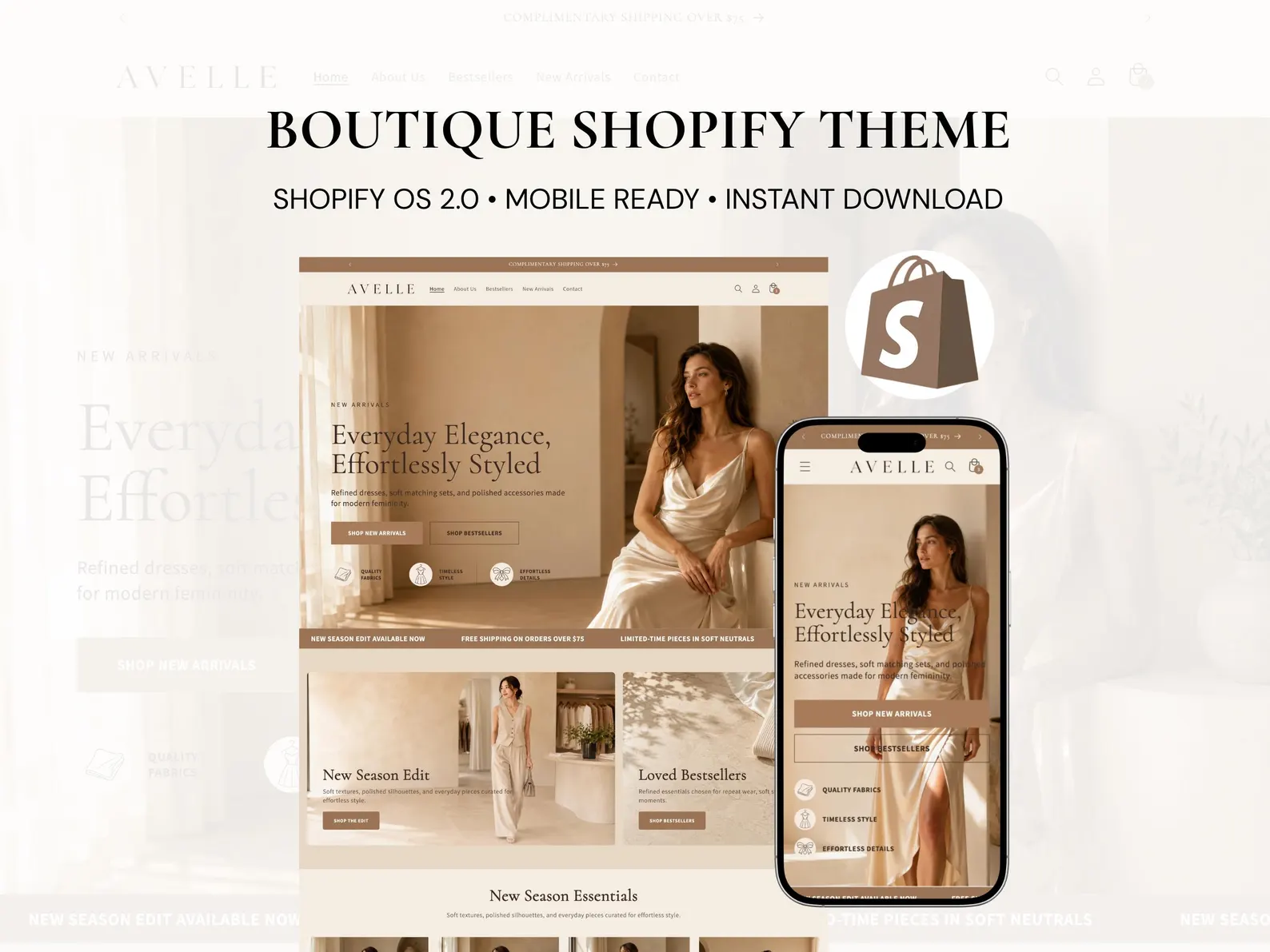 Boutique Shopify Theme Fashion Shopify Template Feminine Website Template Shopify 2.0 Store Theme for Clothing Brands