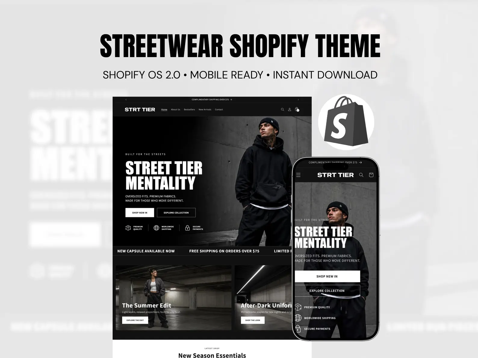 Streetwear Shopify Theme Clothing Shopify Template Fashion Boutique Website Theme Shopify 2.0 Store Template for Apparel Brands