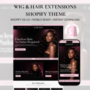 Wig and Hair Extensions Shopify Theme Hair Bundle Website Template HD Lace Wig Store Beauty Shopify Theme Hair Vendor Website