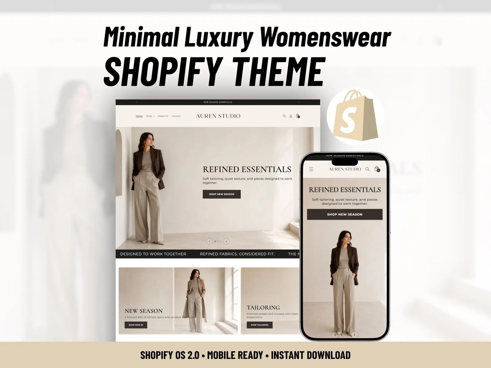 Minimal Luxury Shopify Theme for Womenswear Clothing Boutiques Fashion Brands & Apparel Stores Shopify 2.0 Template